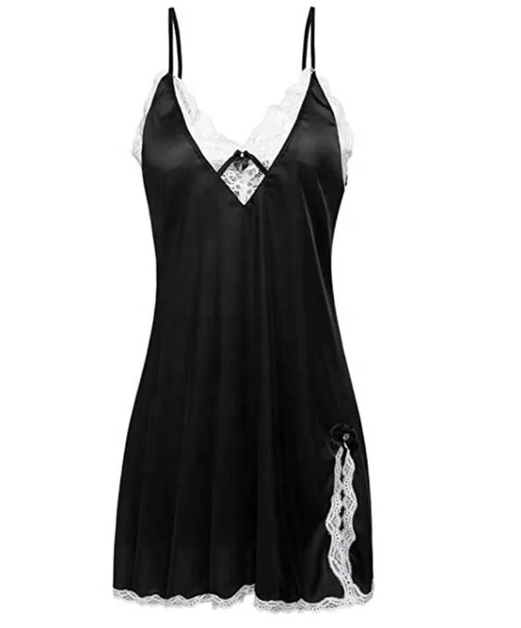 Trending hot products sling lace split nightdress pajamas women silk