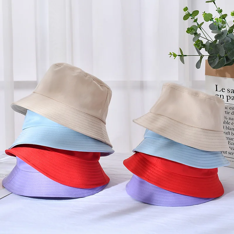 New Trendy Fashion Pure Color Women Bucket Hats Women Summer Sunscreen Panama Hat Outdoor Fisherman Hat Beach Cap for Kids