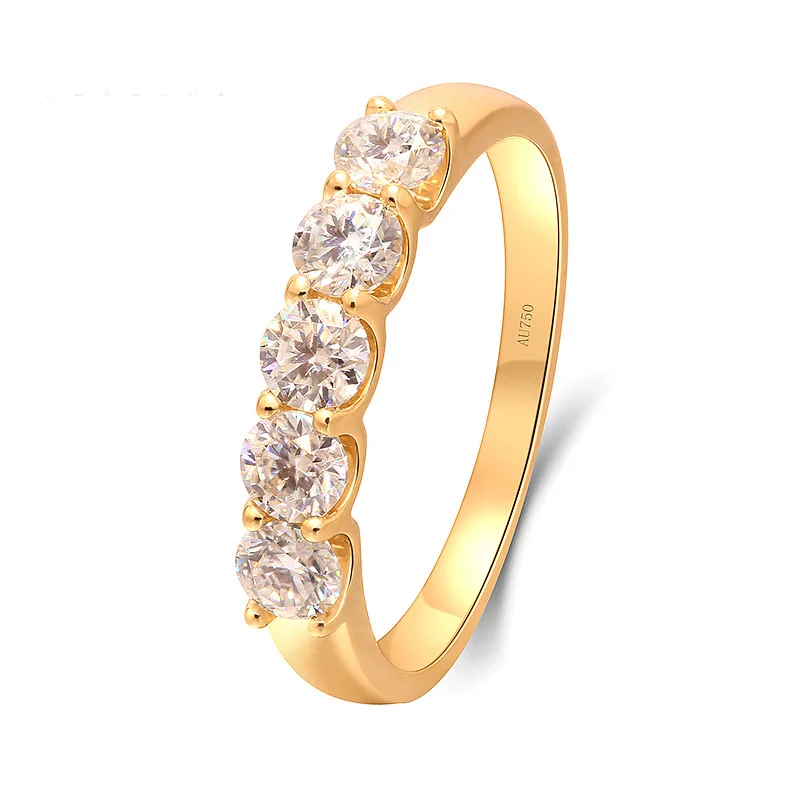 1/4 - 3/4 CT TW сертифицированные лабораторные бриллиантовые 5 каменные кольца для женщин сверкающие 18 карат из чистого золота юбилейные ленты штабелируемые B