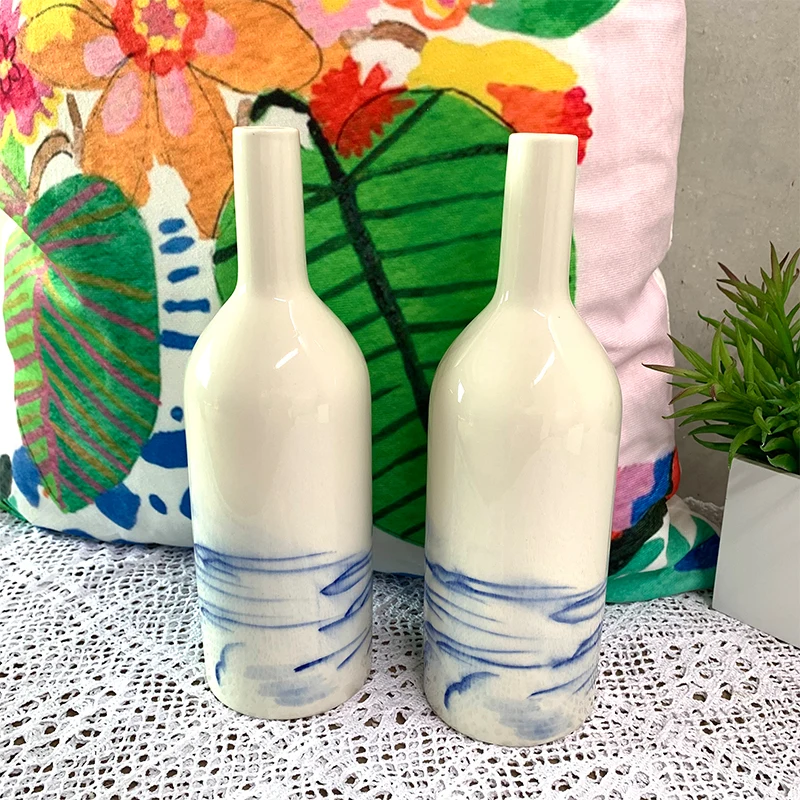 Ceramic Landscape painting vase with three size home decoration ceramic vase