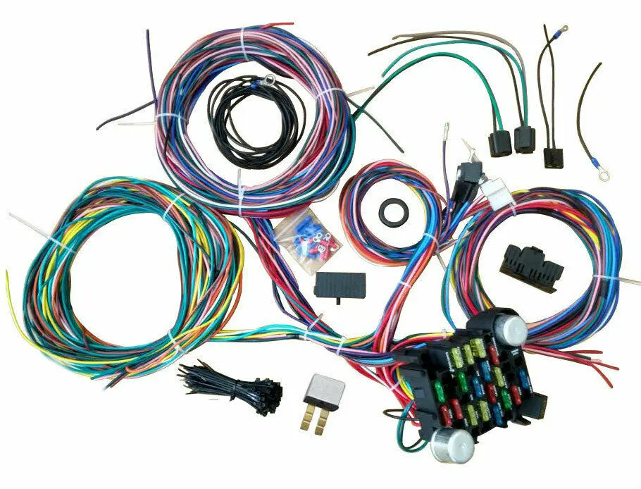 Universal 21 Circuit Wiring Harness For CHEVY MOPAR FORD JEEP HOTRODS