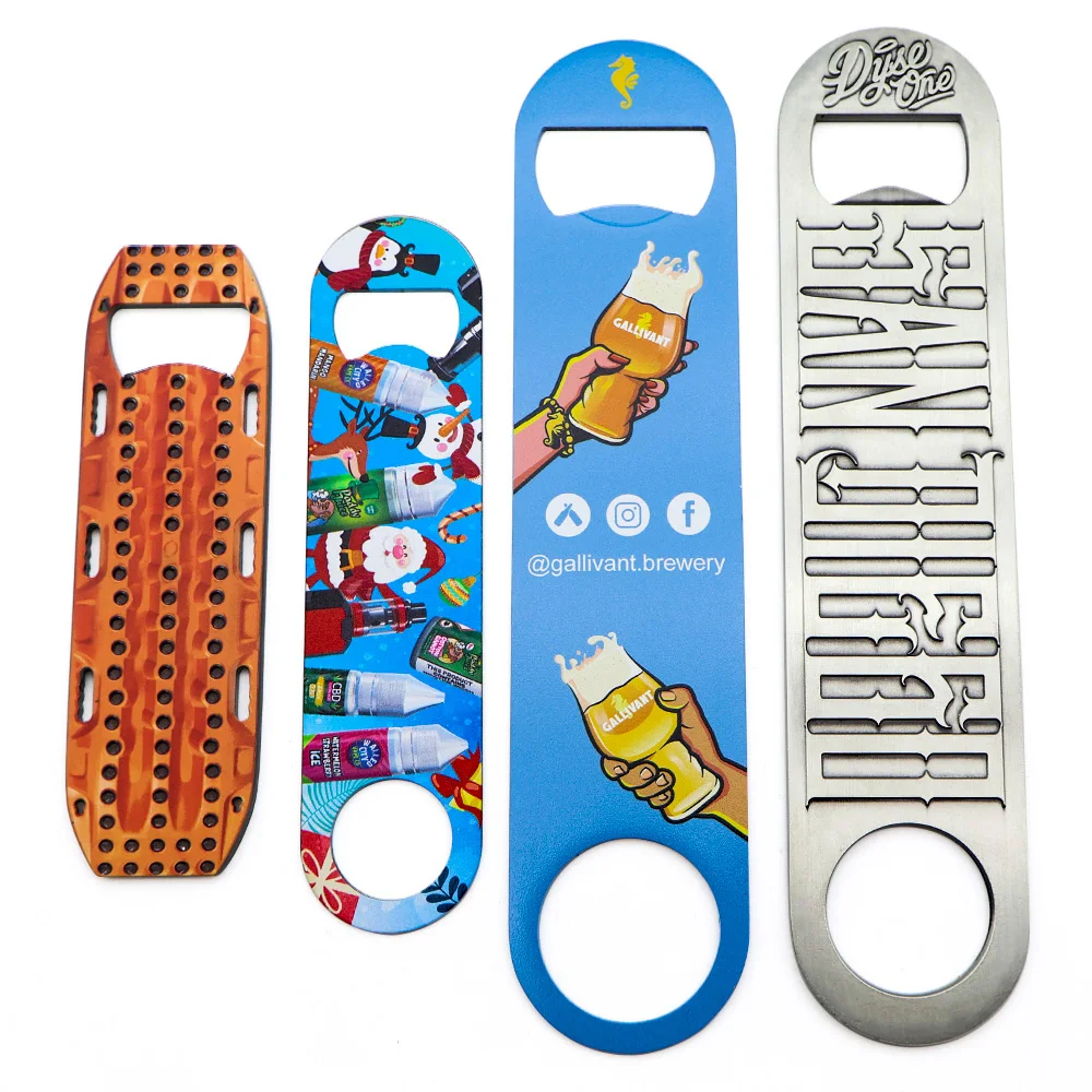 Custom Bottle Opener Engraved Laser Logo Black Bar Blade Flat Beer Opener Stainless Steel Sublimation Blank Bottle Opener Blanks