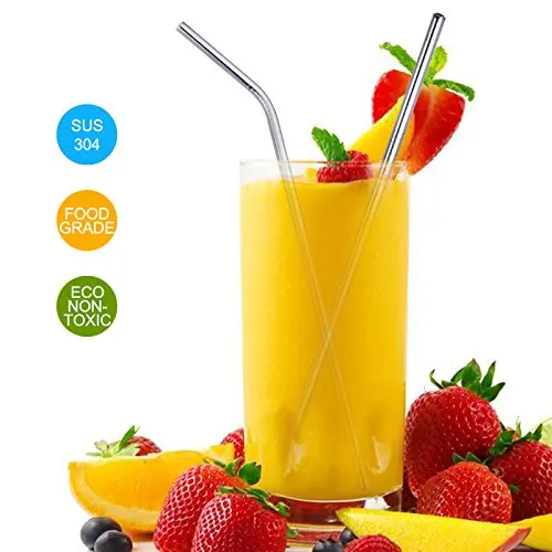 RTS Bulk Customized Logo Eco Friendly Reusable Food Grade 304 Stainless Steel Metal Colored Straw With Brush