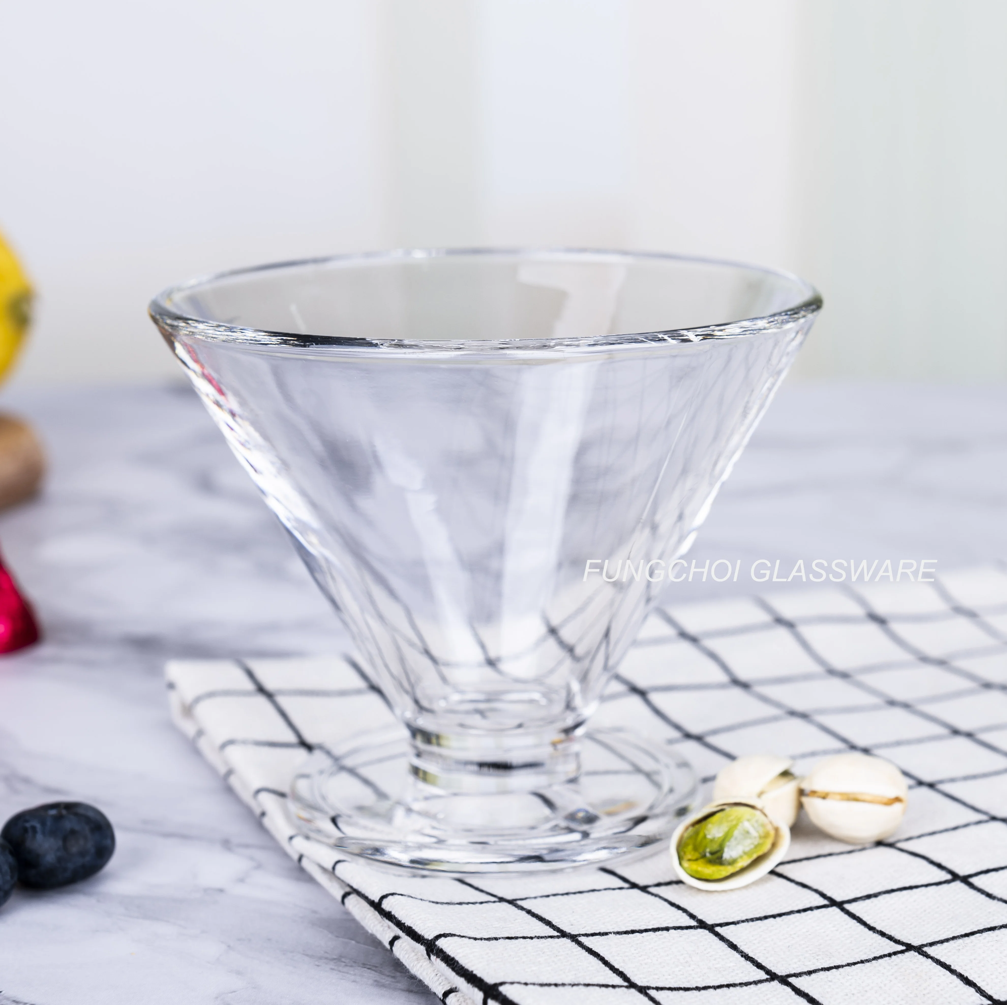 6oz 180ml ice cream bowl small size transparent dessert cup inverted cone shape glass cup bowl