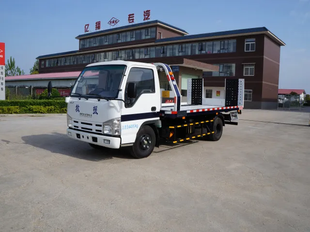 HOT SALE ISUZU One-Pull-Two road wrecker with 3-5Ton Crane, Road Recovery Flatbed tow truck for sale