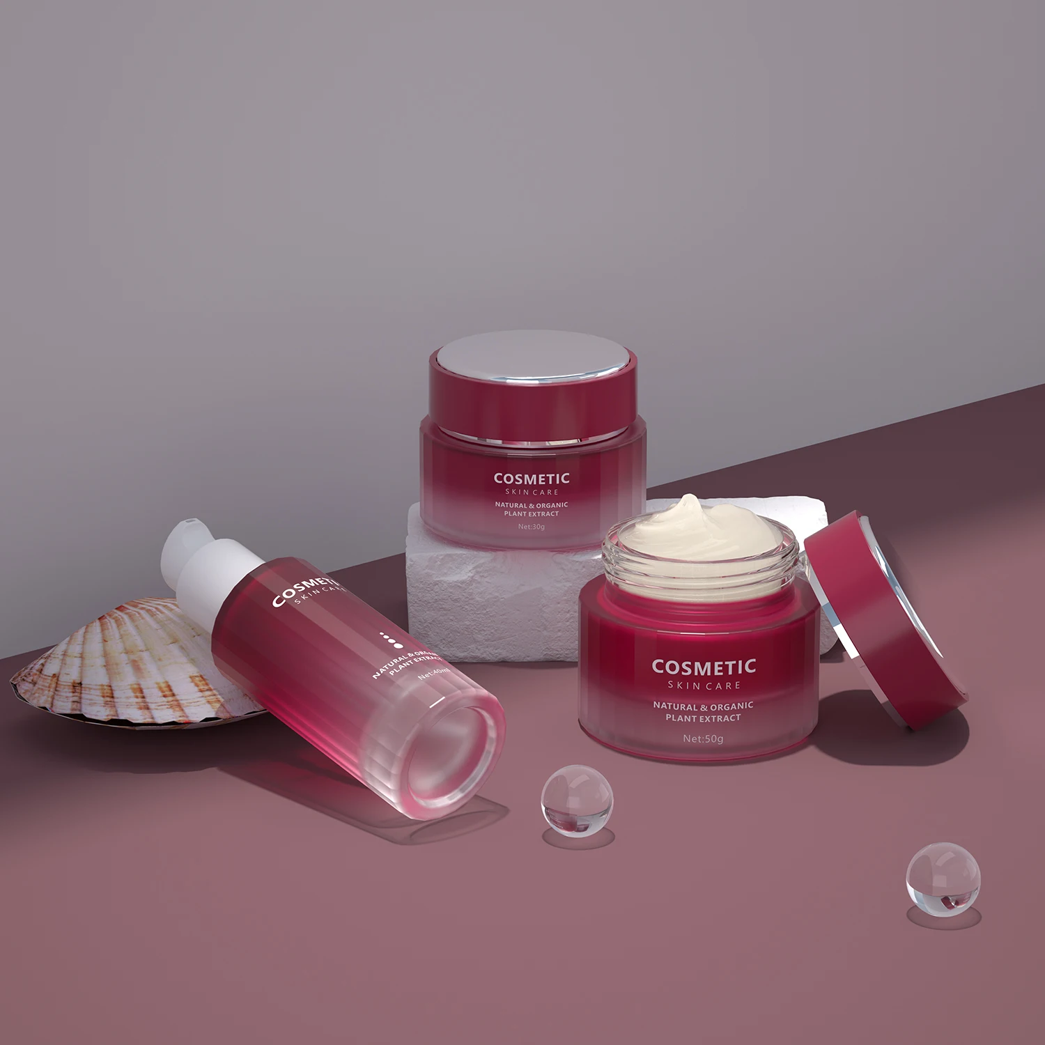 Wholesale Luxury Empty Unique 30g 50g 40ml 100ml 120ml Cream Skincare Lotion Jars And Bottles Glass Cosmetic Packaging Set