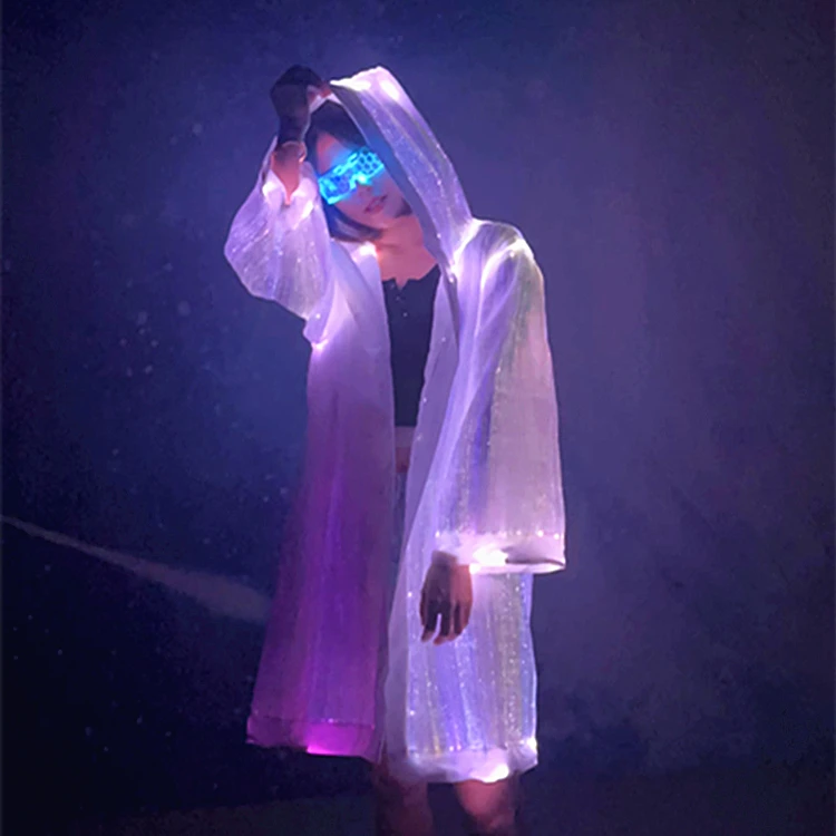 Dj Disco Stage Glow In The Dark Custom Clothing Rgb Fiber Optic Glow Clothing