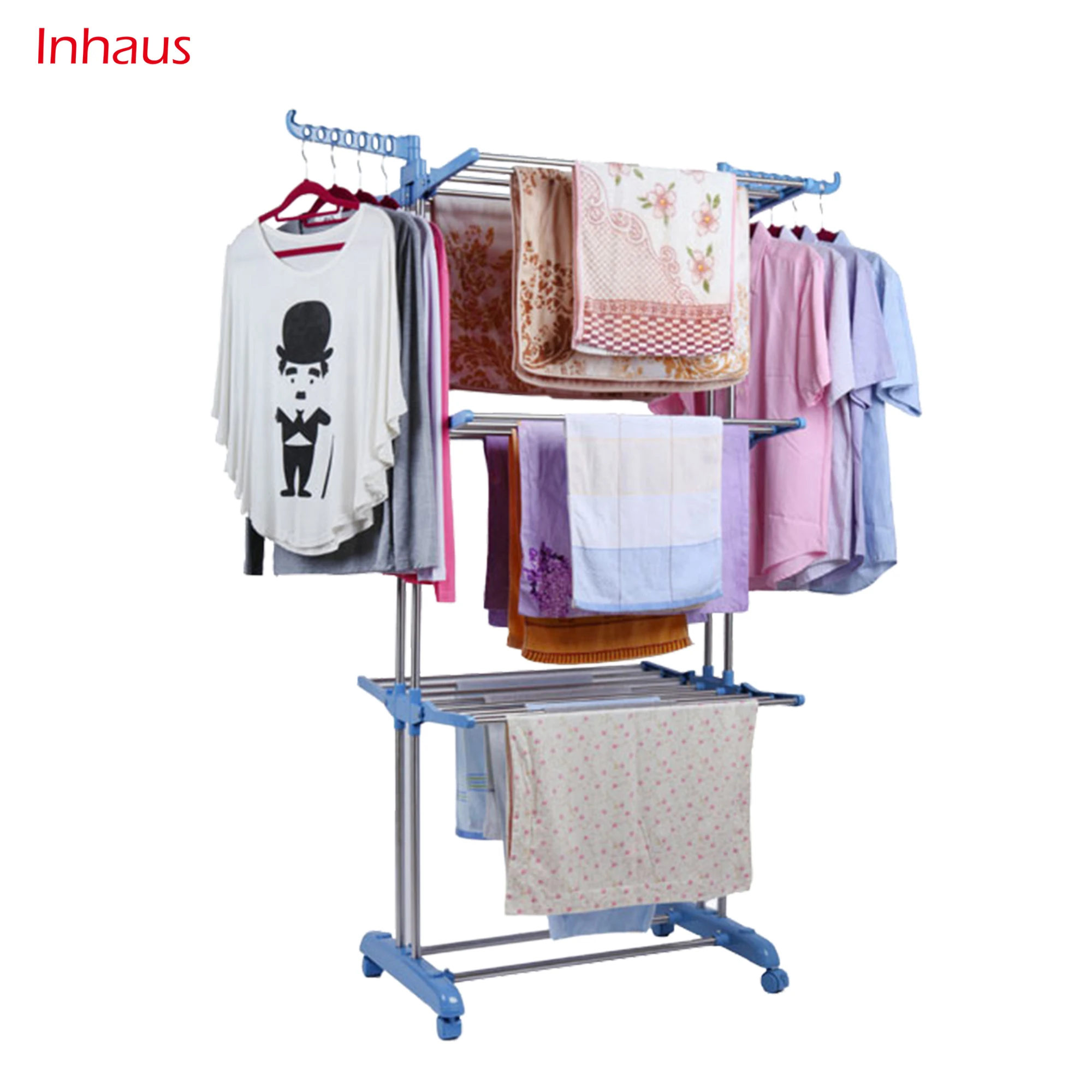 2 tier stainless steel portable balcony vertical hanging cloths dryer stand price home with 4 wheels