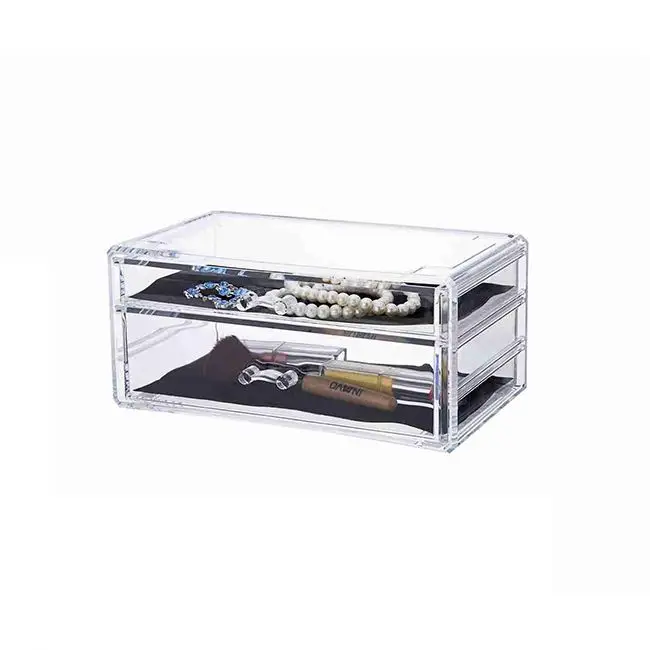 Transparent acrylic plastic cosmetic storage box 2 drawer type desktop high-capacity makeup lipstick storage box