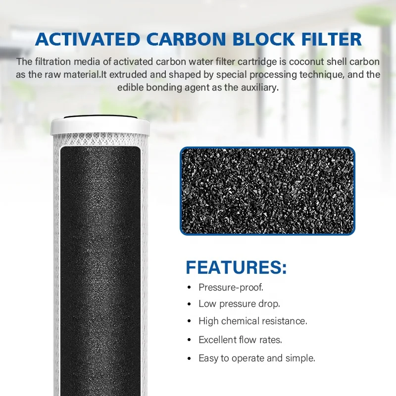 10 Inch Activated Carbon Block CTO Filter Cartridge Water Filter Parts