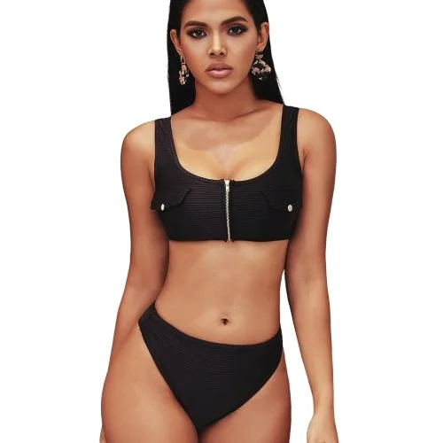 
Оптовая продажа, цветное бикини в полоску с карманами, декоративный пикантный купальник на молнии с разрезом, купальные костюмы, пикантное бикини для девушек, 2020 