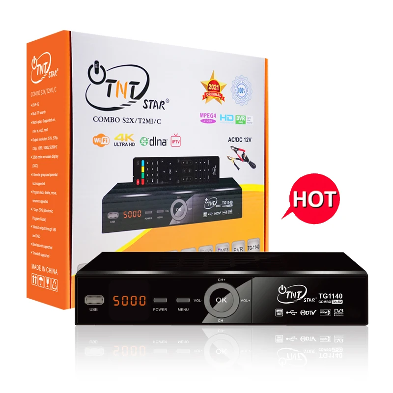 TNTSTAR TG-1140 New Top Design 4K OTT Android TV Box Multimedia mpeg4 set top box card dish dvb-t2 tdt for colombia