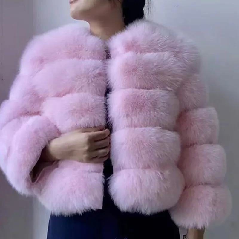2022 fashion   Winter Thick Warm Fur Jacket for Women Real fur coat Long-Sleeve  Bubble Jackets