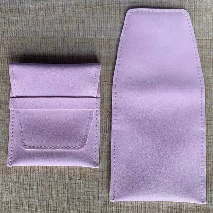 pink leather white fauxleather pouches leather faux velvet bag jewelry pouch jewelry bag vegan leather