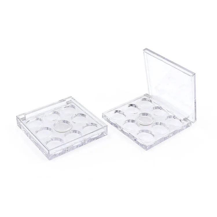 Popular Eye Shadow Box New Transparent Makeup Package 9 Plaid Acrylic Square Eye Shadow Box