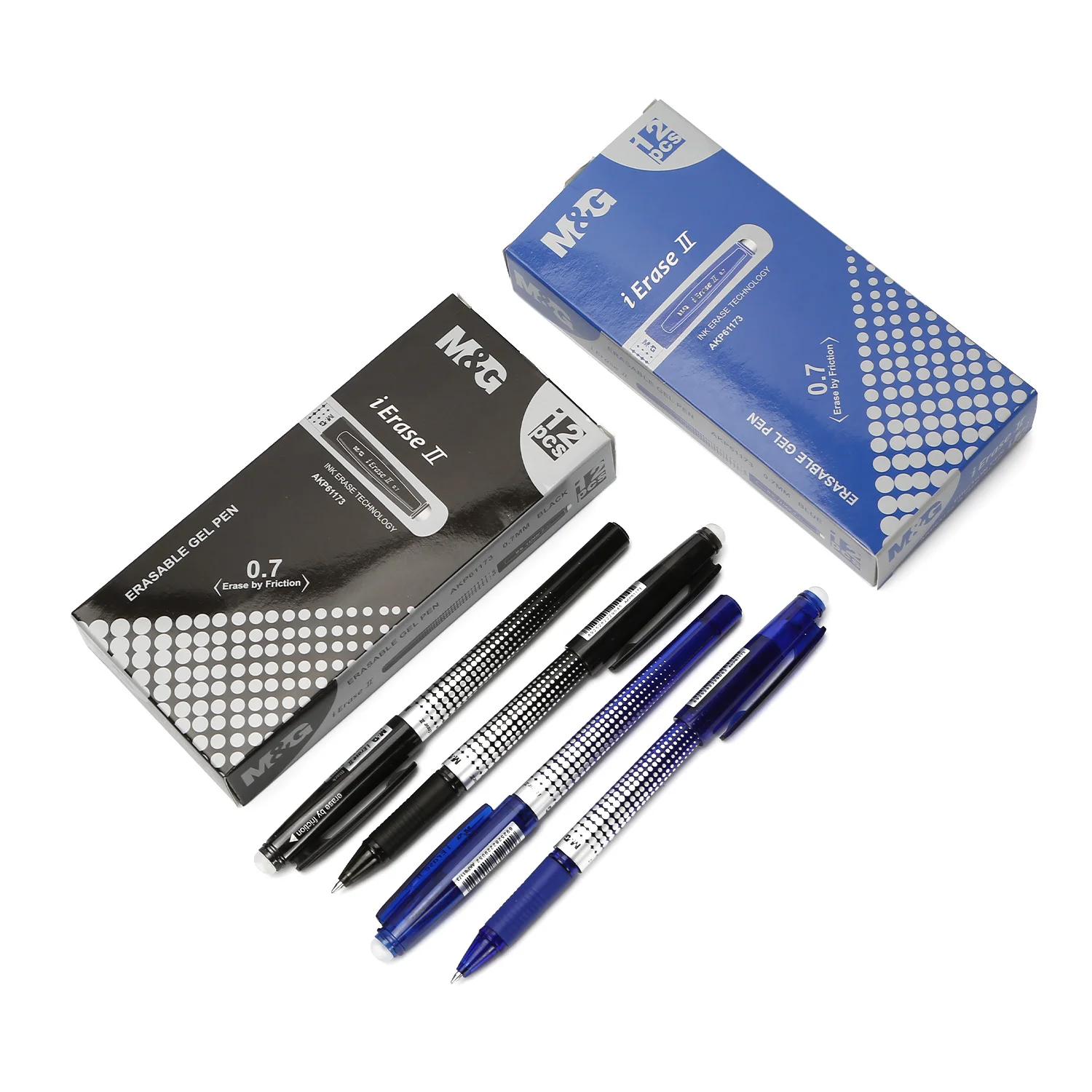 New Technology 0.7mm Black Blue Erasable Gel Pen With Eraser