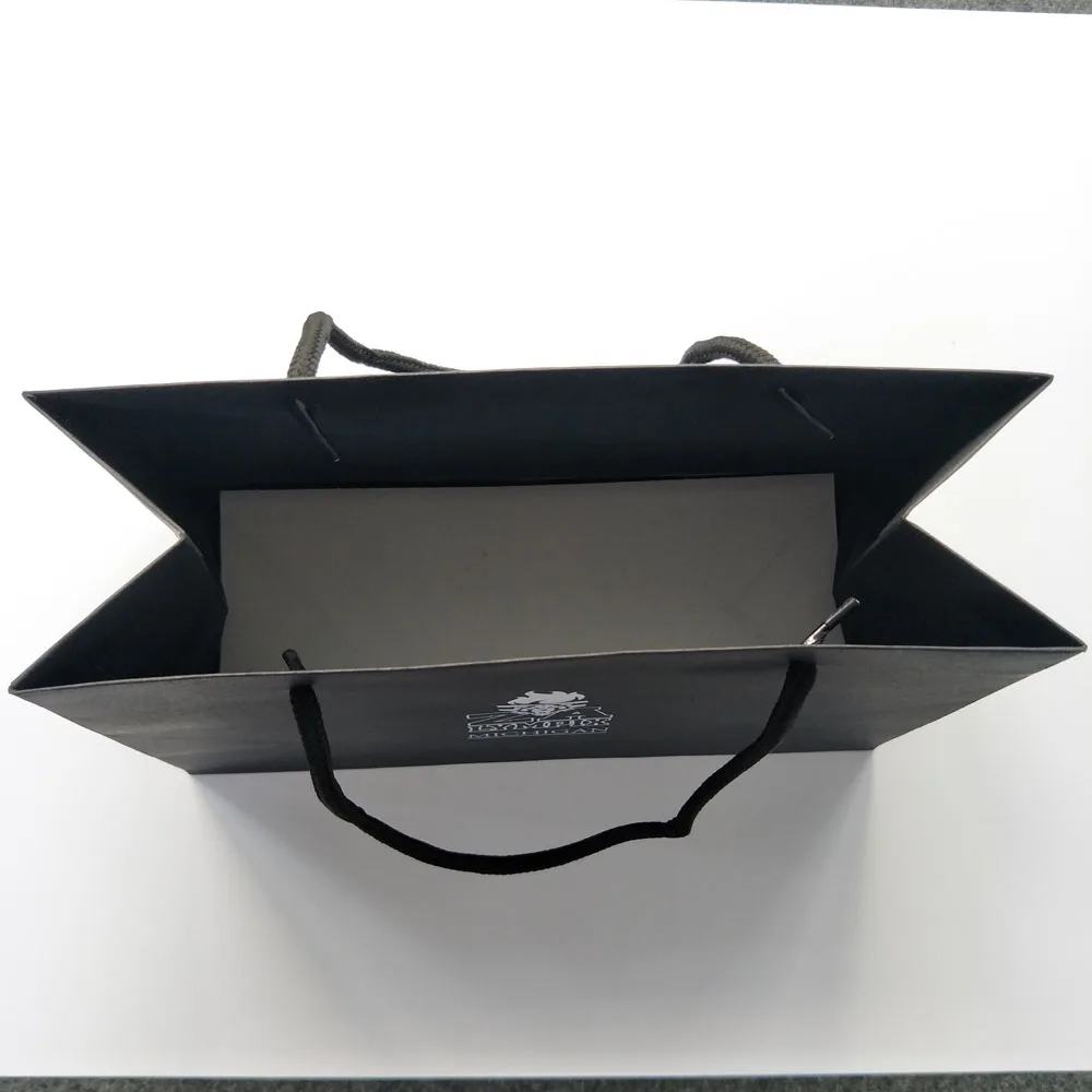 Custom print shopping paper bags with your own logo carrier black craft gift paper shopping bag with logo