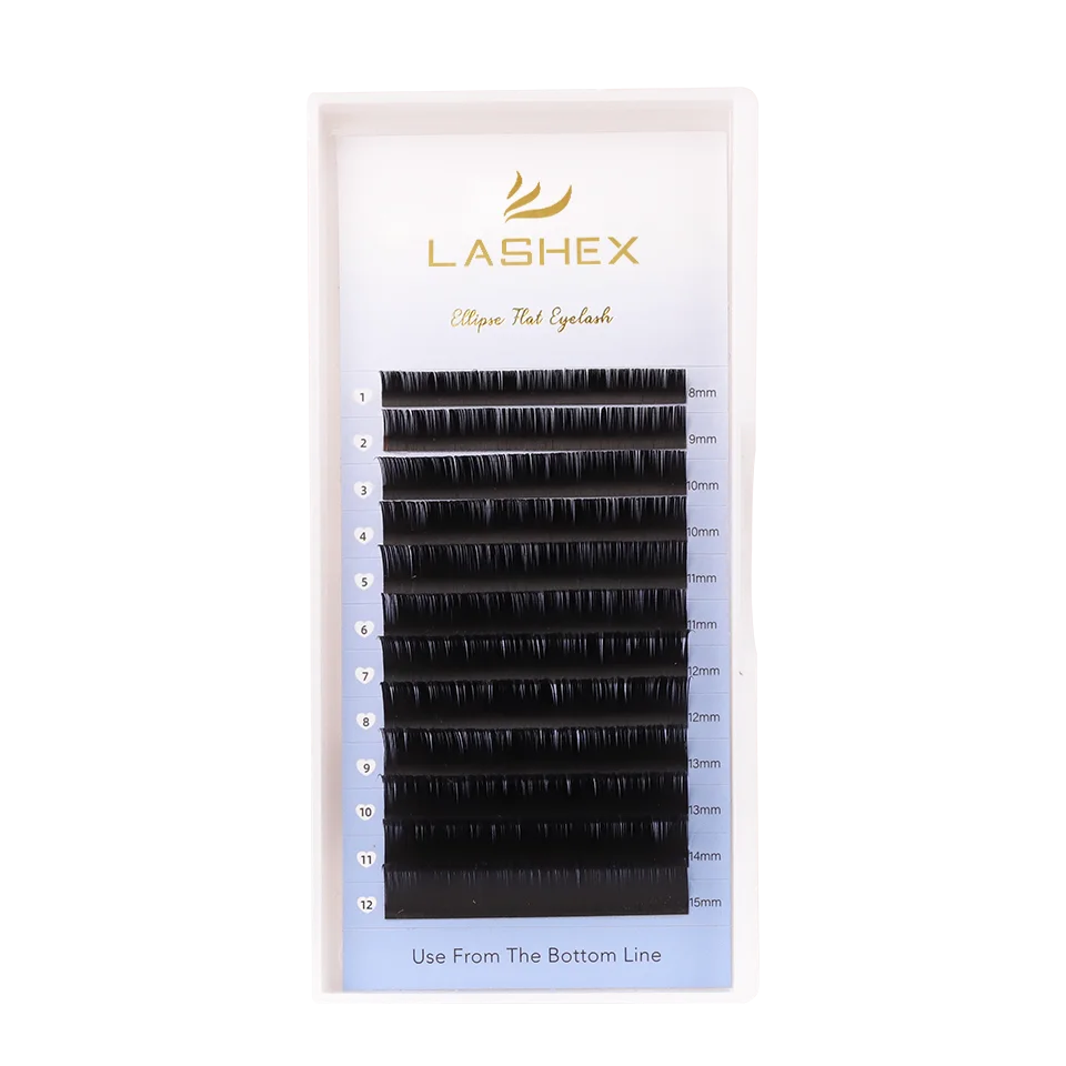 private label high quality vendors cashmere ellipse matte flat lash extensions Volume cashmere lash trays Korean PBT