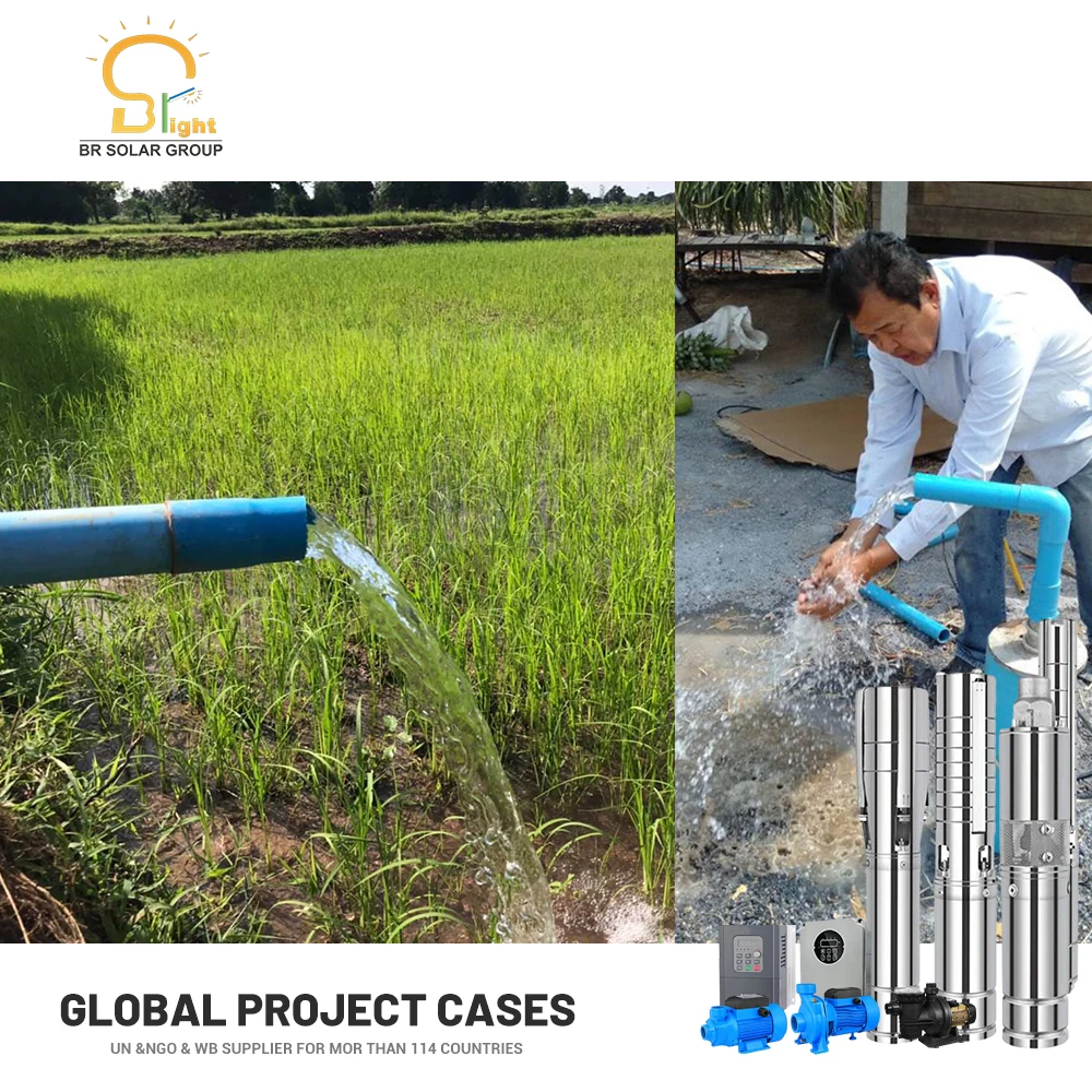 BR SOLAR 5hp AC/DC solar submersible pump 4kw 6inch solar water pump for agriculture