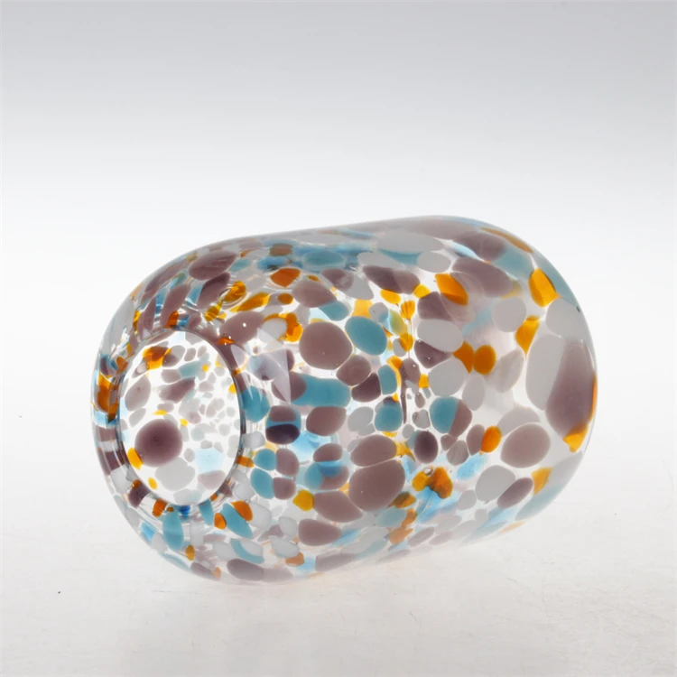 Cylinder leopard spotted glass vase mouth blown glass vase mixed colors flower vase
