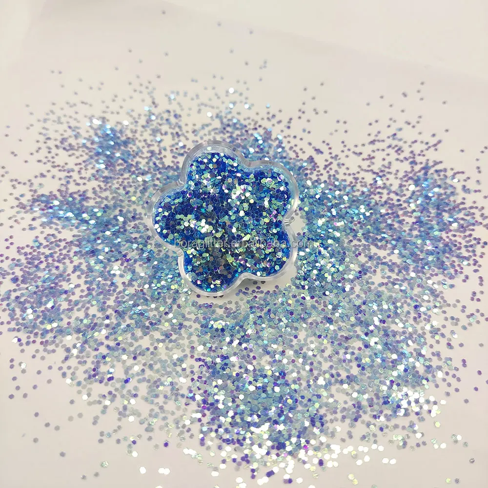 2024 Wholesale Bulk Customizable Colorful PET Holographic Cosmetics Glitter Sequin for Nail Art Christmas Decoration Pigment