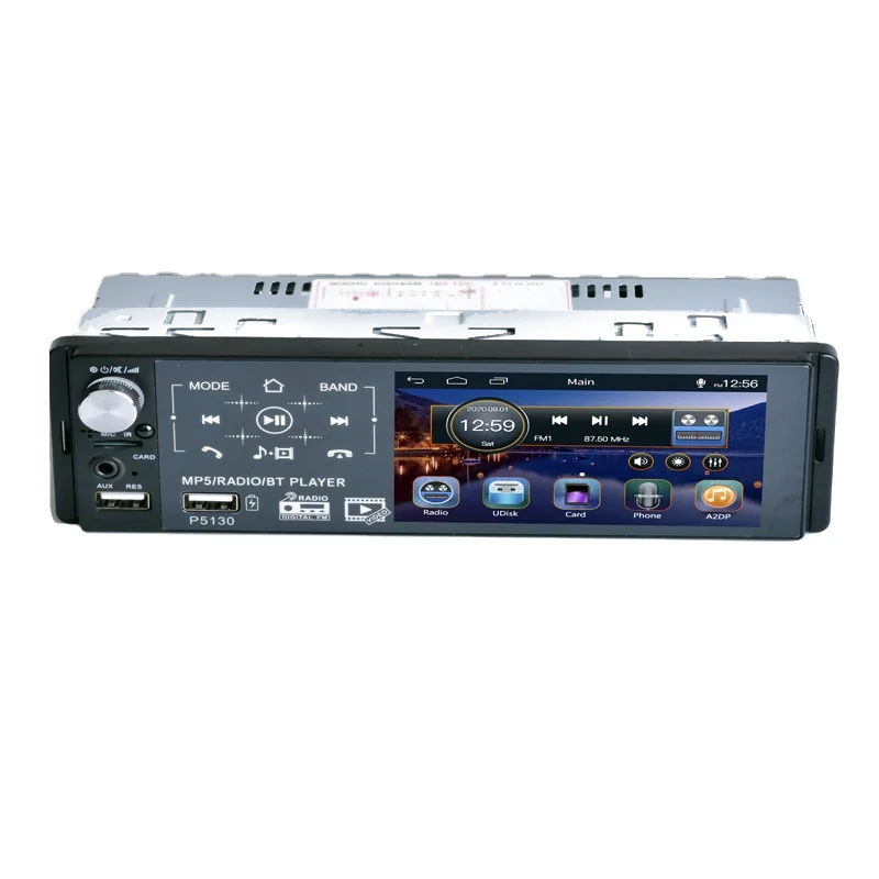 Car radio 1 din mp5 player with full touch screen, 4.1 inch 2usb, rds, fm, stereo, BT, 7 Corlor Backlight EQ Func