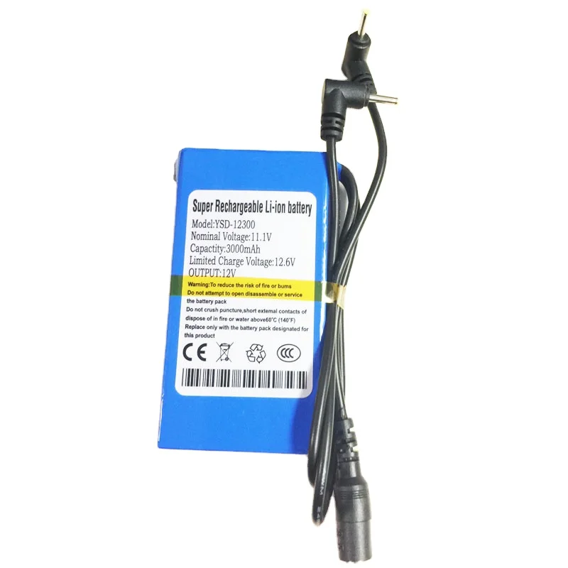 DC 12V 3000mah blue li-ion battery with dual output 2.5*0.7mm for Lan router welcome customize
