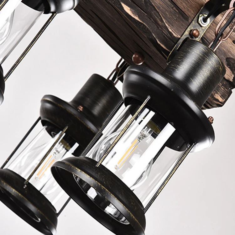 home decoration retro wooden chandelier ceiling restaurant pendant light Farmhouse/bar
