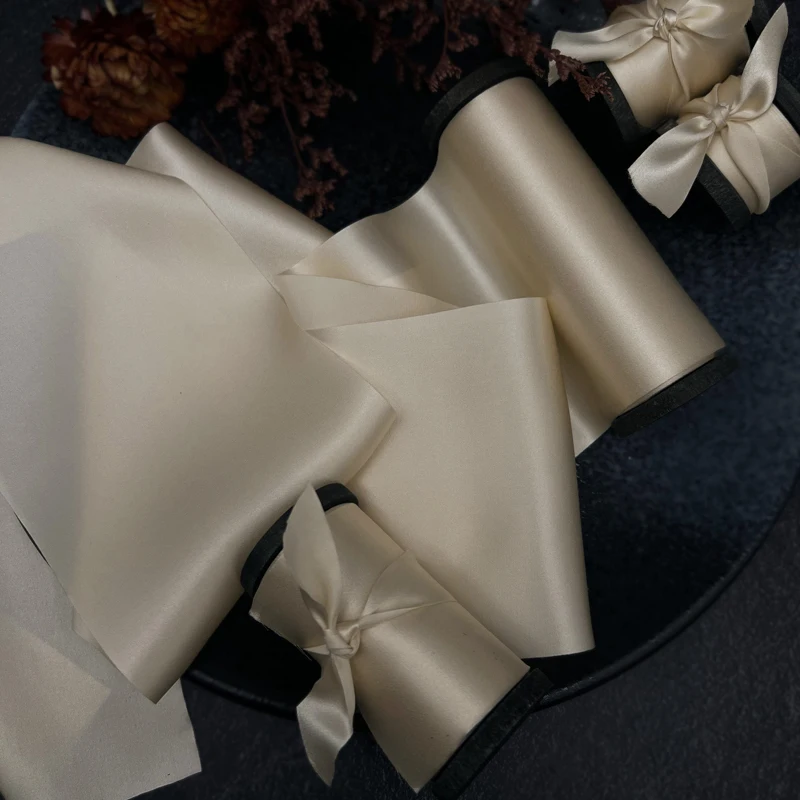 100% pure 2.5 inches craft ribbon fabric cut edge silky retail real silk ribbon for gift wrapping