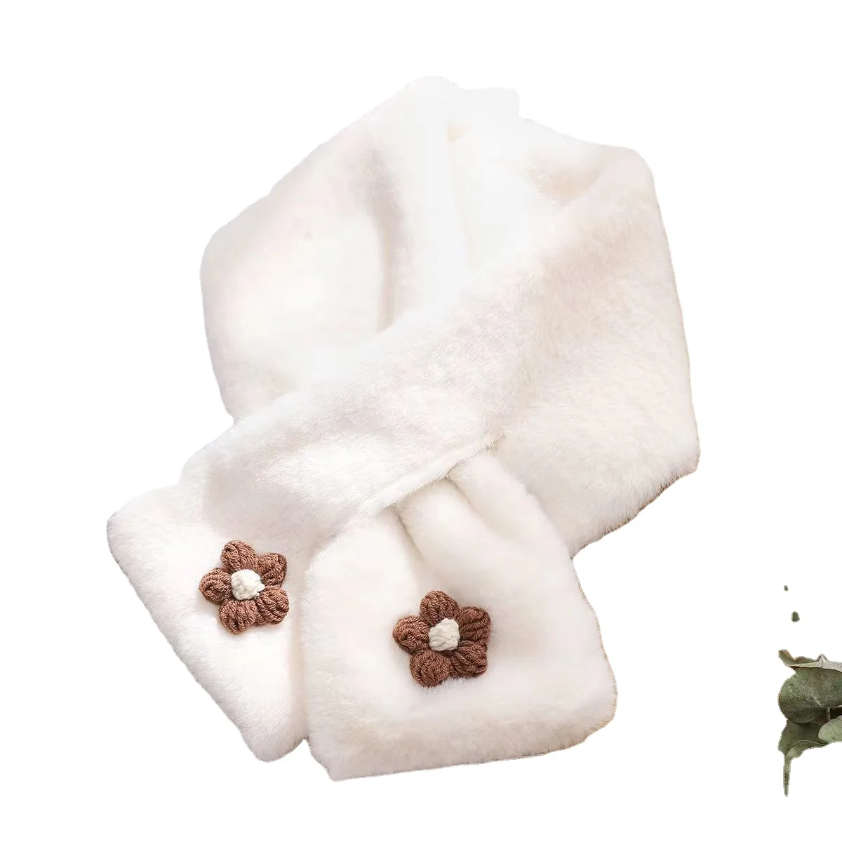 Factory direct sale high quality fashion soft thicken warm cute girls winter faux fur scarf for women