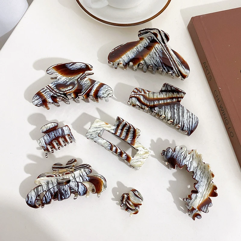 Винтажный набор аксессуаров для волос с изображением меда, цветов, молока, кофе, ацетатная заколка для волос в виде черепахи, акулы, красочный пластиковый зажим для волос