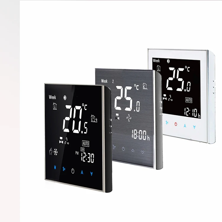 Высококачественный Цифровой комнатный термостат HVAC LCD с сенсорным экраном и 2 трубками Modbus