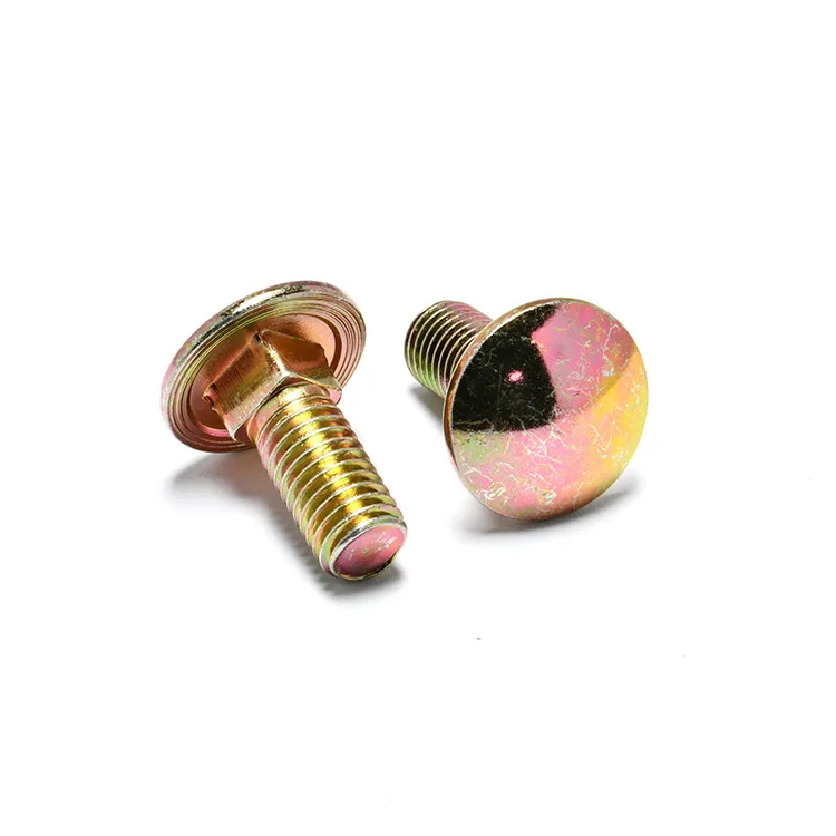 Grade 5 8 Din603 Carbon Steel Yellow Zinc Plated Mushroom Head Square Neck carriage bolt