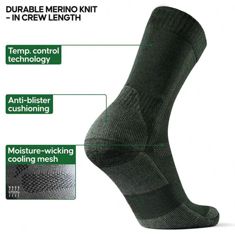 Custom design Logo Men Merino thick wool socks Cushioned Trekking Work Outdoor Hiking Men Socks