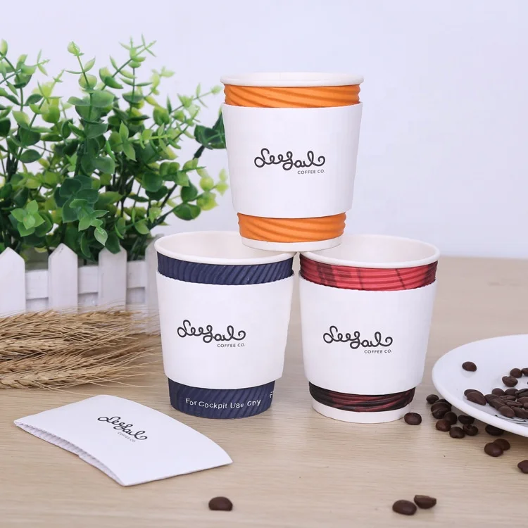 white paper sleeve with logo printing for hot coffee cup