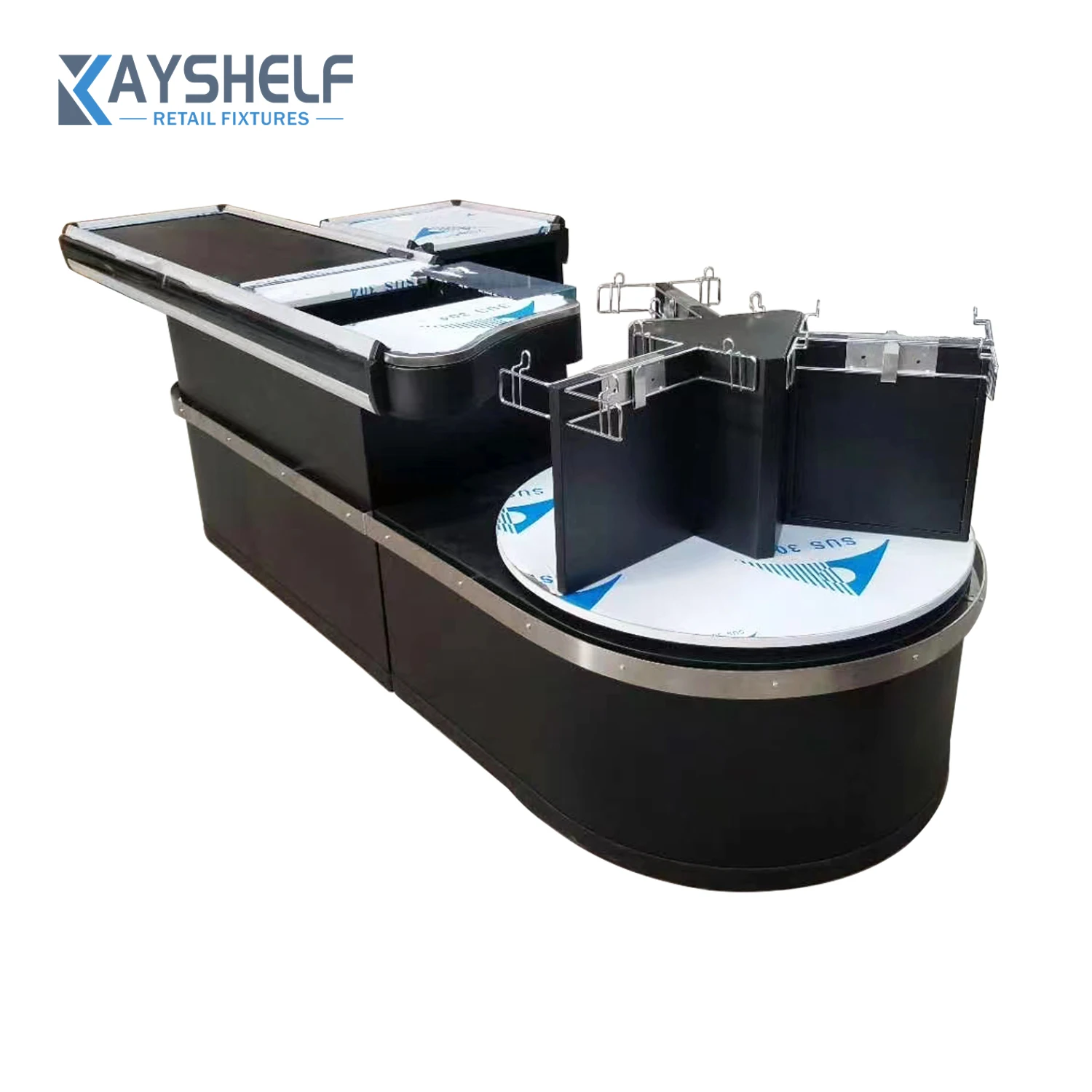 Hypermarket Checkout Cashier Counter With Belt