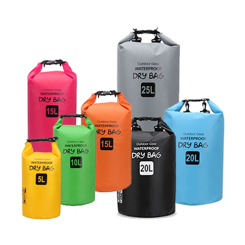 5L 10L 15L 20L 25L 30L Boating Floating Hiking Kayak Wet Custom Logo Outdoor Polyester PVC Ocean Pack Waterproof Dry Bag