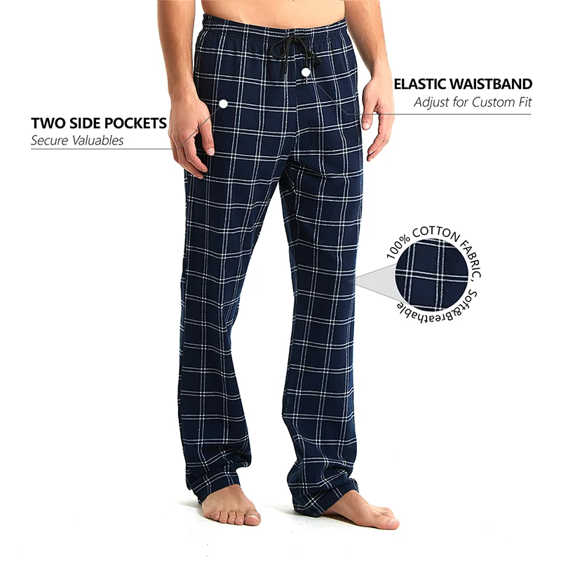 ZN-Oem custom printed logo modal cotton soft comfortable men plaid checked pajama pants
