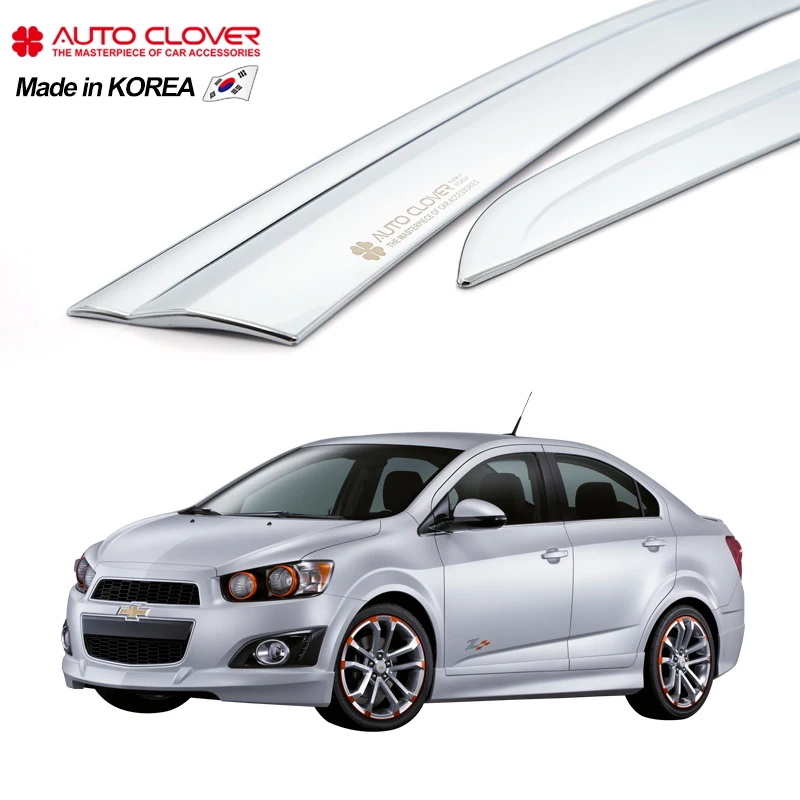 AUTOCLOVER For Chevrolet Aveo(4) Chrome Window Visor Sun Door Visors Side Rain Guard Wind Deflector A490