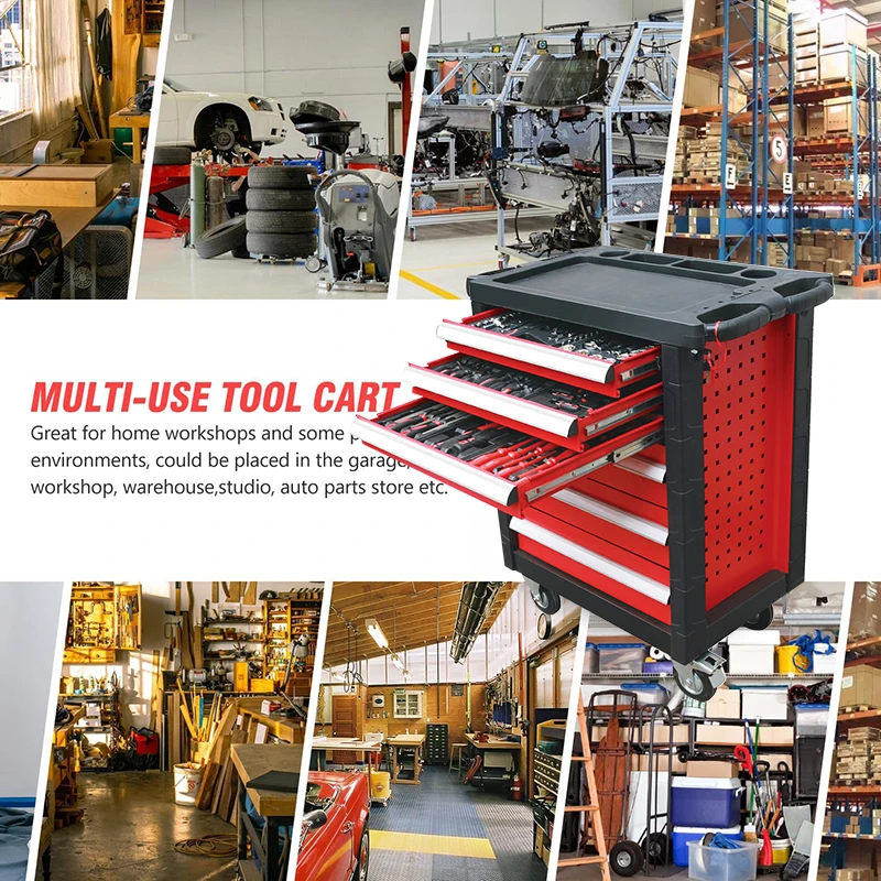 European Market Hot Sale 6 drawers tool cabinet professional box with rubber wheels For Garage Workshop