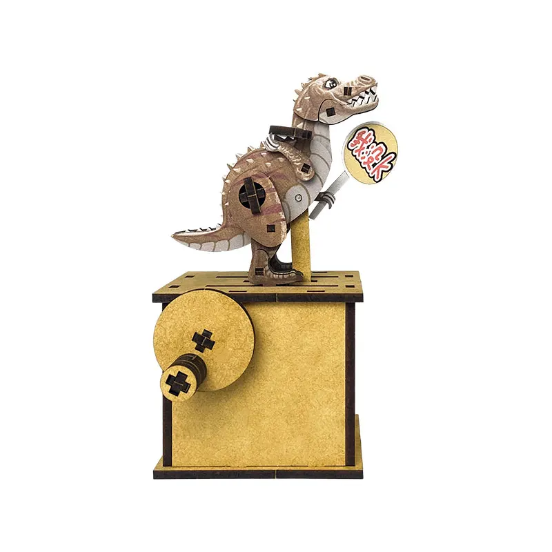 3D Wooden Puzzles Mechanical Wooden Toys Dynamic Dinosaur Model DIY Handmade Game Set Kids Gift