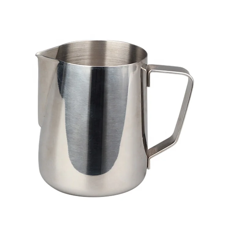 
Stainless Steel Mirror Surface Coffee Latte Art Pot Milk Bubble Mug Cusp Mouth Cup Fancy Embossed Milk Jar 