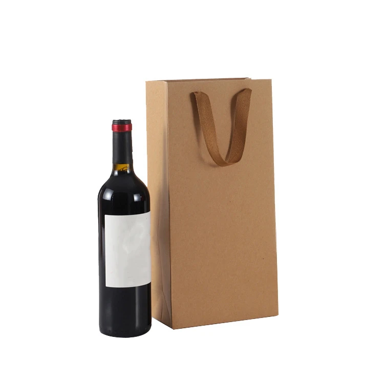 custom logo fashion wine bottle kraft paper carrier bags for wholesale