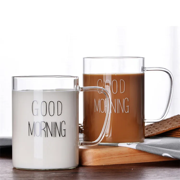 Glass Coffee Mugs Large Wide Mouth Mocha Hot Beverage Mugs Clear Espresso Cups with Handle Lead-Free Drinking Glassware