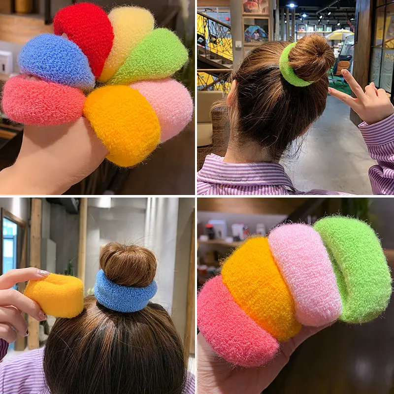 Women Girls Cute Knitting Solid Elastic Hair Bands Children Soft Scrunchies Hair Ties Kids Hair Accessories Set
