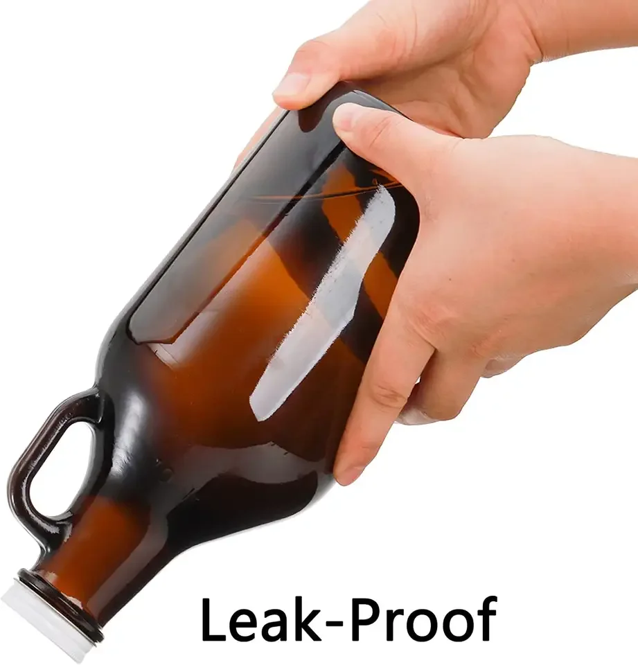 Large Jug with Pump for Liquid Soap Laundry Detergent Dispenser 2L Syrup Pump 64 oz Glass Pump Dispenser Amber Bottle