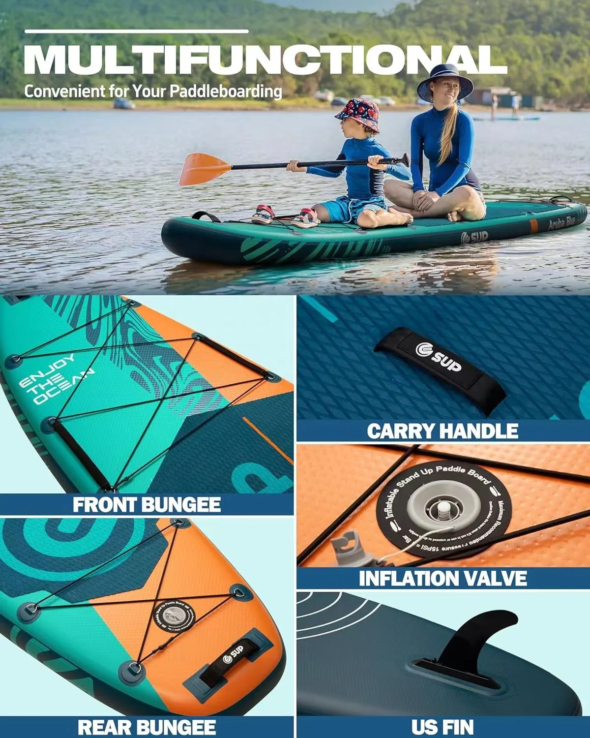 11 ft 6 stand up paddle board inflatable sapboard water sports surfing board with full accessories paddle board for youth