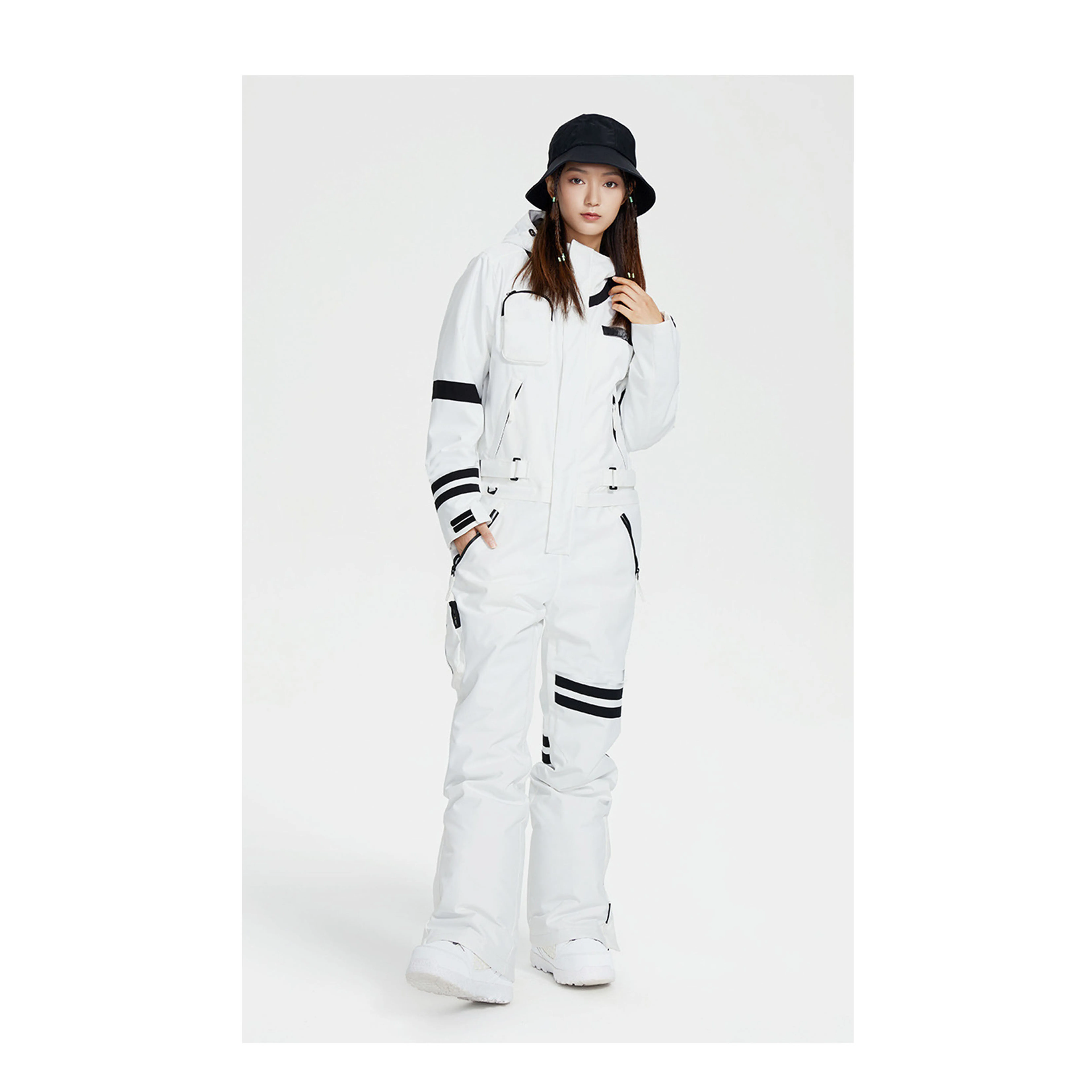 Luxury Trendy Stylish Shiny ski winter suit coveralls outdoor waterproof windproof onesie custom women Snow Sports jacket