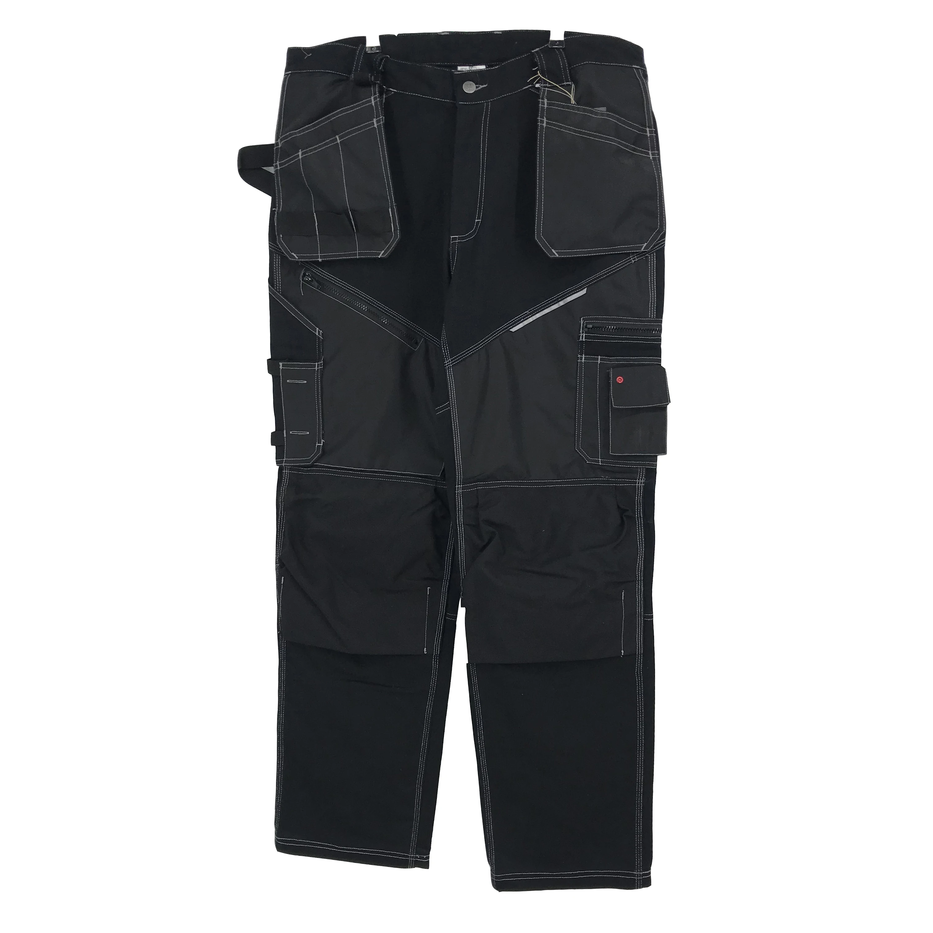 OEM cotton polyester Cordura fabric black cargo pants workwear  durable trousers with multi tool pockets