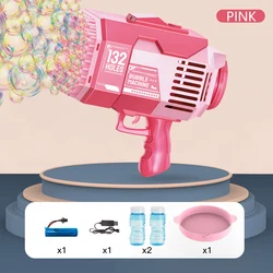 Bubble gun machine for kids toy 132 holes automatic Rocket summer outdoor sound&light special effect wedding Party birthday gift